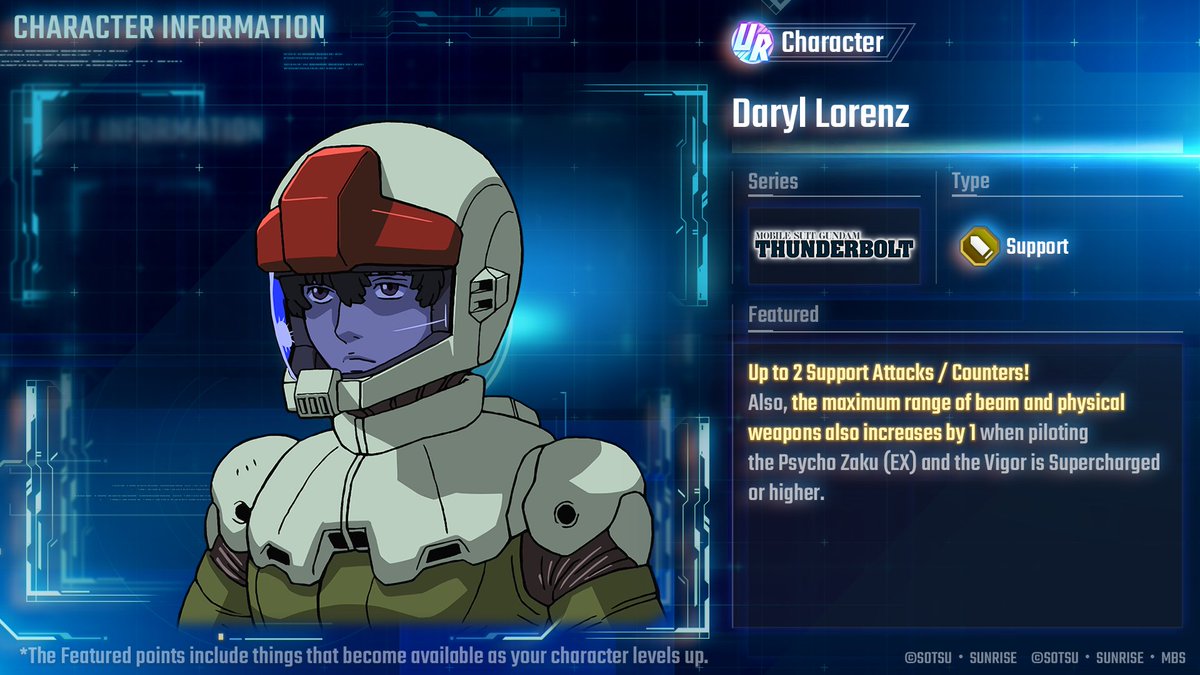 ggene_eternalEN's tweet image. ◤━━━━━━
#GundamEternal
New Character Showcase!
━━━━━━━◢

Here&apos;s a sneak peek of UR Daryl Lorenz, arriving on 7/14 (JST)!
*Obtained along with UR Psycho Zaku (EX).

#GGeneration #GGen