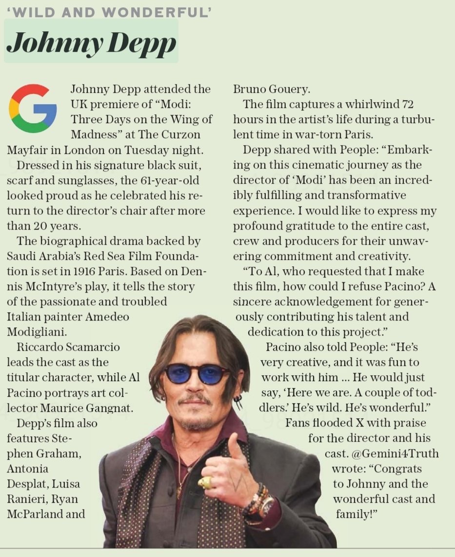 "Arab News" 10 July 2025 issue has this wonderful #PositivityforJohnnyDepp and #modiglianimovie 
<a href="/in2_film/">IN.2 Film</a>