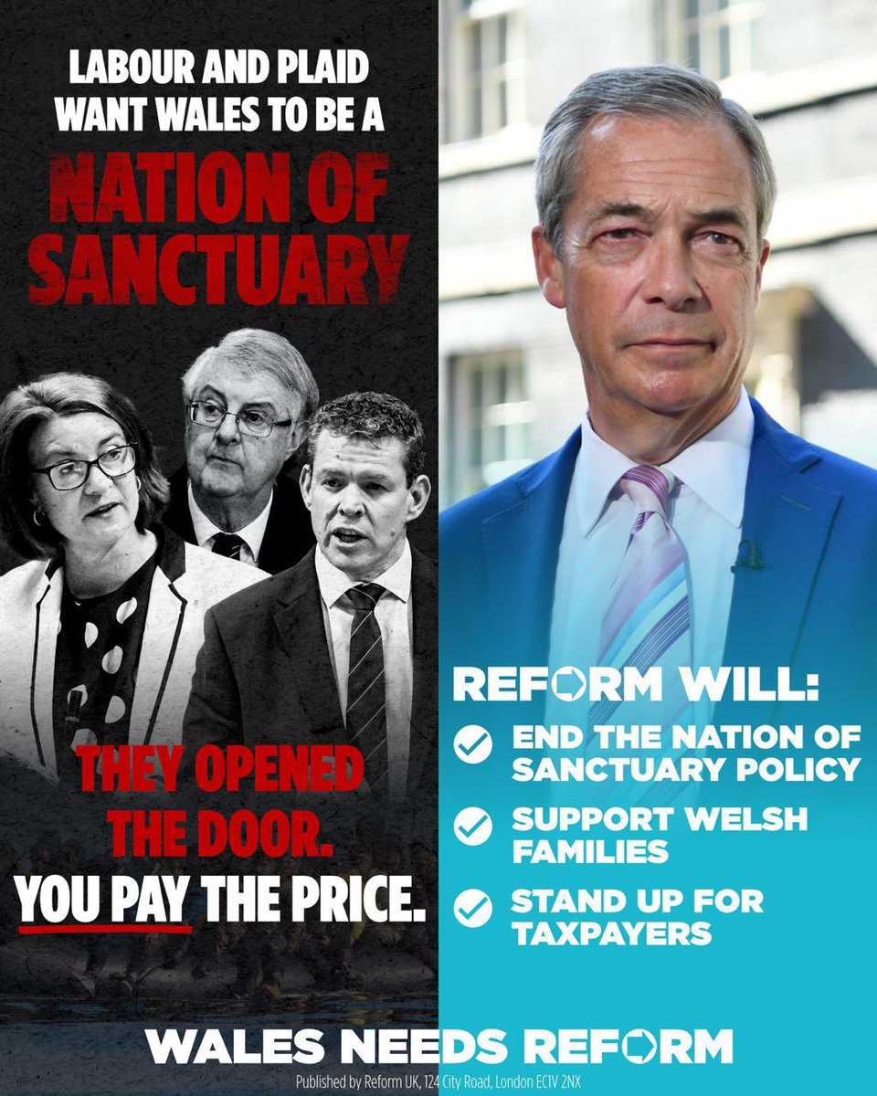 The Welsh Government has wasted £55 million on its failed “Nation of Sanctuary” scheme, while our public services continue to crumble.

A Reform Welsh Government will always put Cymru first.🏴󠁧󠁢󠁷󠁬󠁳󠁿