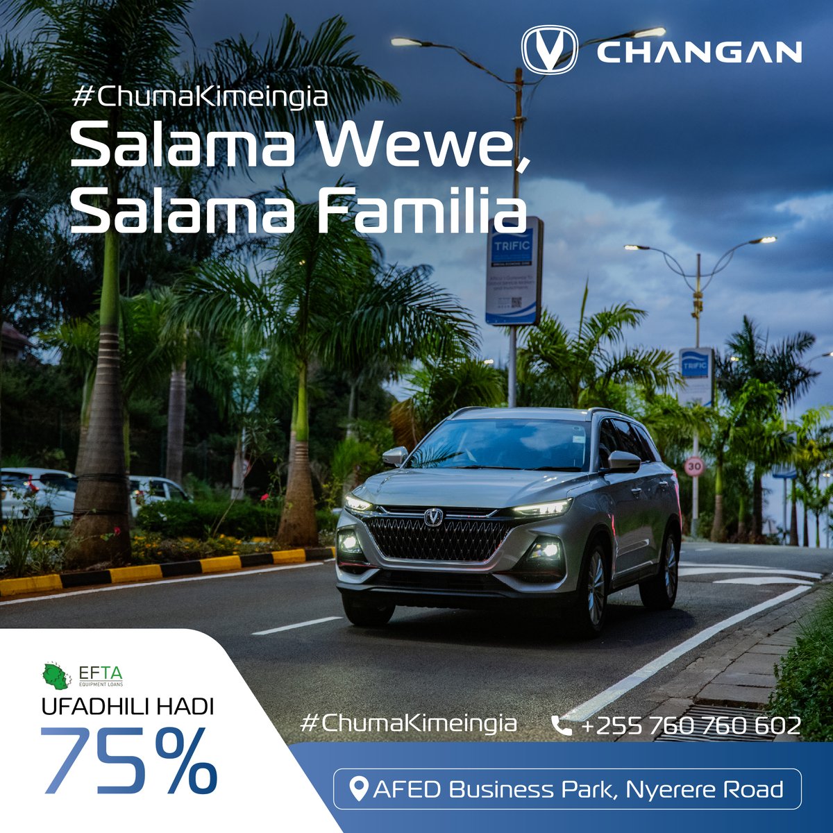 Changan_TZ's tweet photo. Kila safari inahitaji mshirika wa kuaminika – Oshan SUV iko tayari wakati wowote.

Ina features za usalama za hali ya juu, teknolojia ya infotainment ya kisasa, na muonekano wa hadhi unaoendana na maisha yako ya kiwango cha juu. Pata hadi 75% financing kupitia EFTA. https://t.co/GKN4VT9hv9