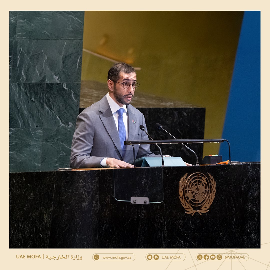 mofauae's tweet photo. Today, the @UN General Assembly adopted by consensus the six themes for the interactive dialogues that will shape the 2026 UN Water Conference.

As cohosts, the UAE 🇦🇪 and Senegal 🇸🇳 thank all Member States and stakeholders for their active engagement throughout the consultation process  — marking a pivotal milestone and reaffirming our shared commitment to elevate water on the global agenda.

https://t.co/LTBz66E4UP