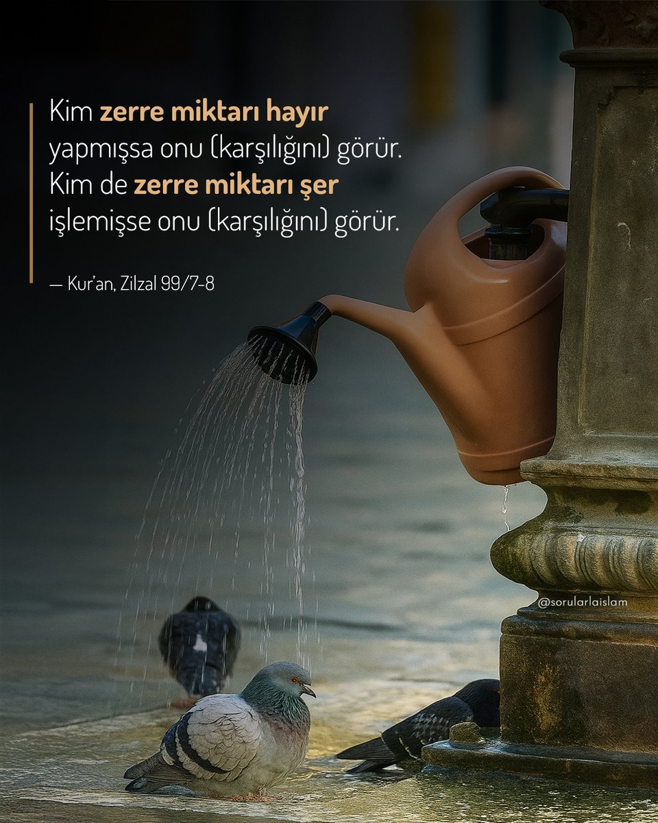 Hiçbir şey boşa gitmiyor… Bir tebessüm, bir bakış, gizli bir iyilik ya da kimsenin duymadığı bir incitici söz… Zerre kadar da olsa, hepsinin kaydı tutuluyor.

— İşte bu yüzden, neye niyet ettiğimize, ne söylediğimize ve nasıl yaşadığımıza dikkat etmeliyiz.