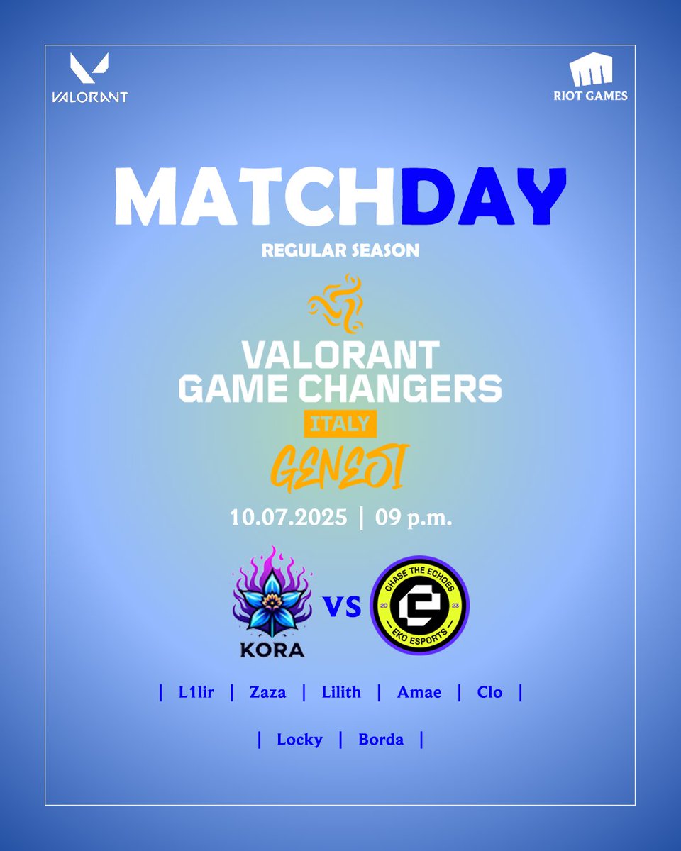 💜Day 2💜
Il torneo Valorant Game Changers Genesi by <a href="/king___esport/">King Esport</a> prosegue con la stessa energia, lo stesso spirito di squadra e la voglia di migliorare
<a href="/NOVOEsports/">NOVO Esports</a>
<a href="/reghiumesports/">Reghium Esports</a>
<a href="/ekoesportsgg/">EKO Esports</a>
<a href="/king___esport/">King Esport</a>
#Valorant #kingesport #GameChangers #GenesiSplit2 #valorantgenesi