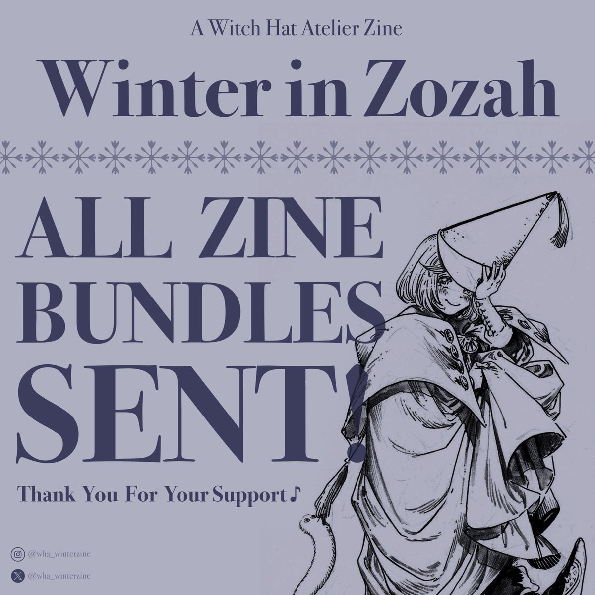 wha_winterzine's tweet image. Hello everyone! All zine bundles have now been emailed to buyers ☃️
Let us know if you have issues receiving it, and make sure to check your spam/junk!
Once again, thank you to everyone who supported and contributed in this zine ❄️