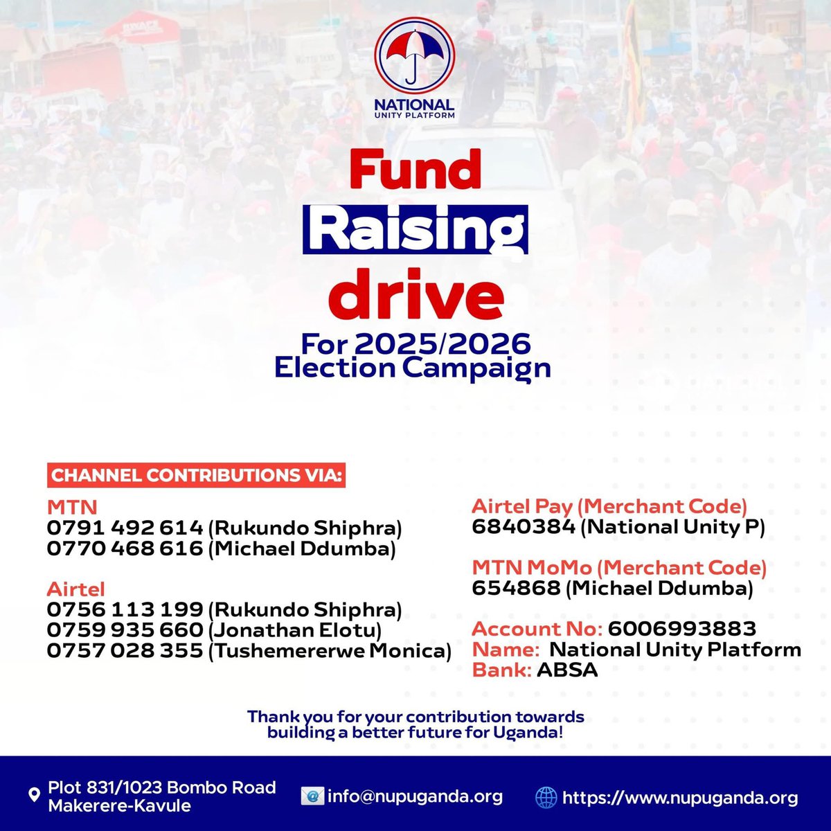 A brief moment of prayer and blessing with the president <a href="/HEBobiwine/">BOBI WINE</a> to kickstart the nobel campaign of our election fundraising drive. 
Let us all be part of the movement that will change this country with all we can give.