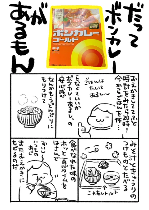 夕食どうしよう〜からのボンカレーが戸棚にある安心感 