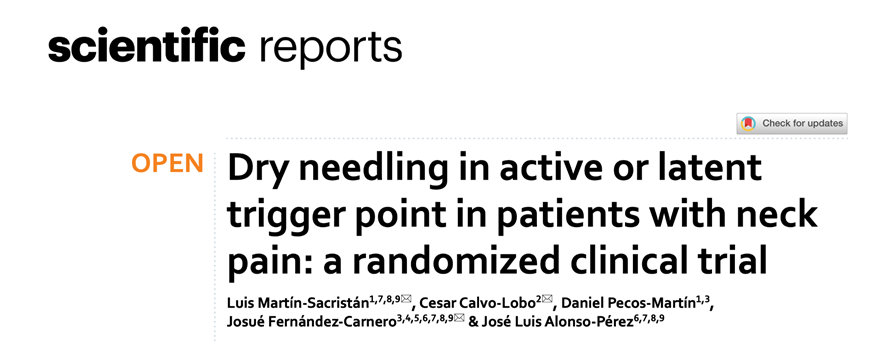 PUNCIÓN SECA EN EL DOLOR DE CUELLO

¿Qué efectos tiene la punción seca profunda (PSP) aplicada en un punto gatillo miofascial activo (PGM), un PGM latente y una ubicación sin PGM, en la reducción del dolor y la discapacidad cervical, en pacientes con dolor de cuello crónico?

🧵