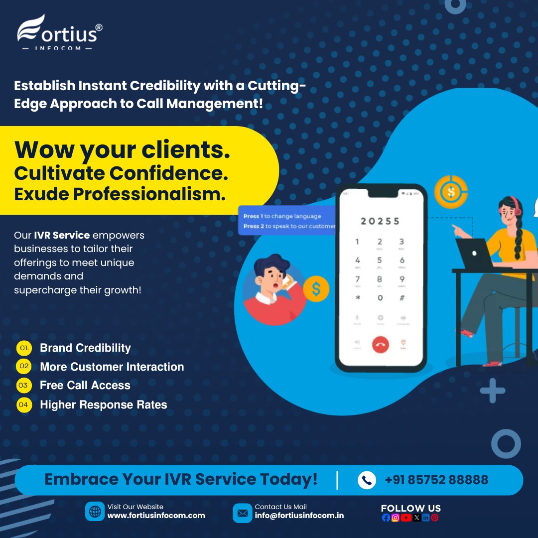 fortiusinfocom's tweet image. 📞 𝐔𝐩𝐠𝐫𝐚𝐝𝐞 𝐂𝐚𝐥𝐥𝐬. 𝐄𝐧𝐠𝐚𝐠𝐞 𝐁𝐞𝐭𝐭𝐞𝐫.

✅ Multi-Language IVR
🔁 Smart Routing
🔗 CRM Sync
🚪 Easy Opt-Out

📞 +91 8572 88888
📩 𝐆𝐞𝐭 𝐐𝐮𝐨𝐭𝐞: fortiusinfocom.com/ivr-number-ser…

🔵 #IVRService #SmartCalling #FortiusInfocom