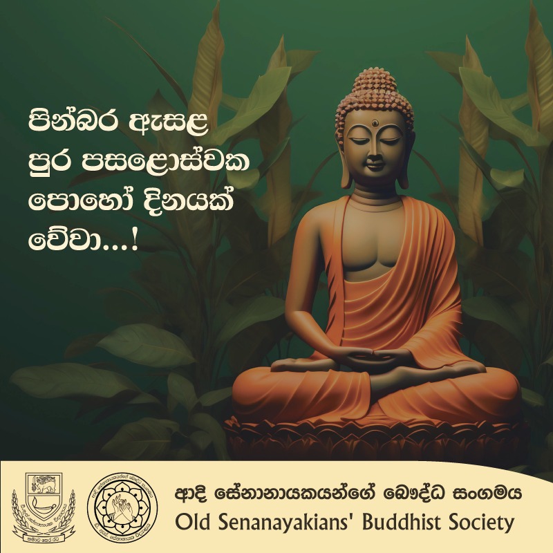 DSBuddhists's tweet photo. ඇසළ පුර පසළොස්වක පොහොය අදයි.

බෝසතාණන් වහන්සේ මහමායා දේවියගේ කුස පිළිසිඳ ගැනීම සිදුවුයේ ඇසළ පුර පසළොස්වක පොහො දිනක බව බෞද්ධ ඉතිහාසයේ සඳහන් වේ.

ඔබ සැමට තෙරුවන් සරණයි!
ආදි සේනානායකයන්ගේ බෞද්ධ සංගමය
ඩී. එස්. සේනානායක විද්‍යාලය - කොළඹ 07
#Esala #PoyaDay #DSSC #OSBS #DSBuddhists https://t.co/ugA00pWAde