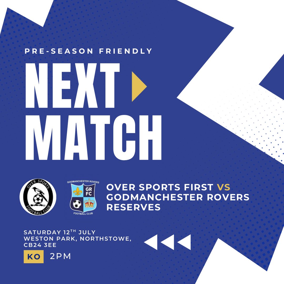GoddyReservesFC's tweet image. Our first pre-season friendly this Saturday vs Over Sports First, looking forward to getting back to it! Come along and show your support for the res👊🏼🔵⚪️
📍Weston Park, Northstowe
🕣2pm