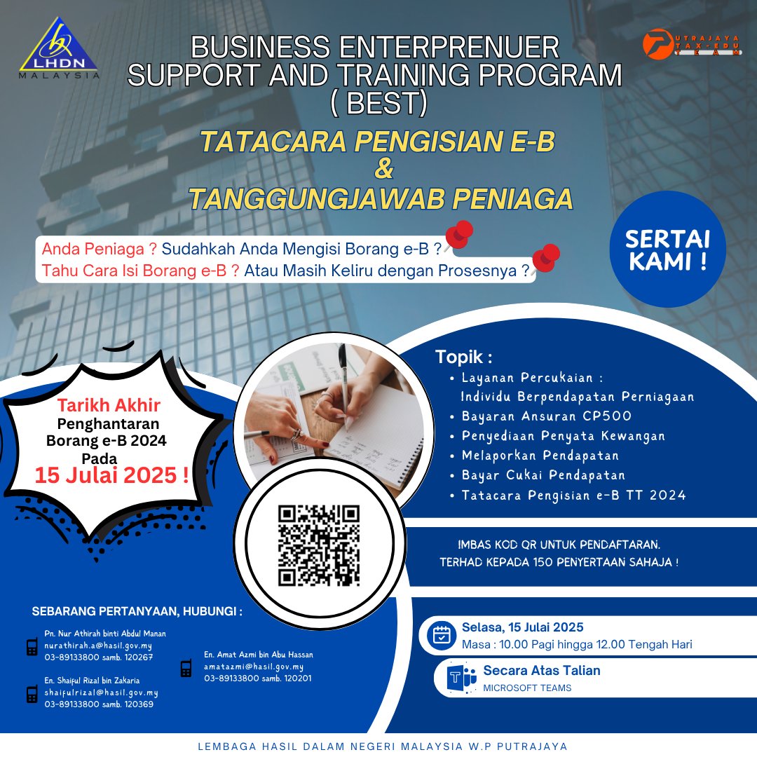 Program Business Entrepreneur Support And Training (Best) - Tatacara Pengisian e-B &amp; Tanggungjawab Peniaga
HASiL Putrajaya
#lhdnm #lhdn #HASiL #eduzoneHASiL #TaxEdu