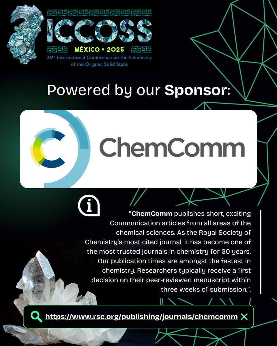 📣 We're proud to count with <a href="/ChemCommun/">Chemical Communications</a> as one of the sponsors for ICCOSS 2025!
Thank you for your continuous support! 💠
🔗rsc.org/publishing/jou…