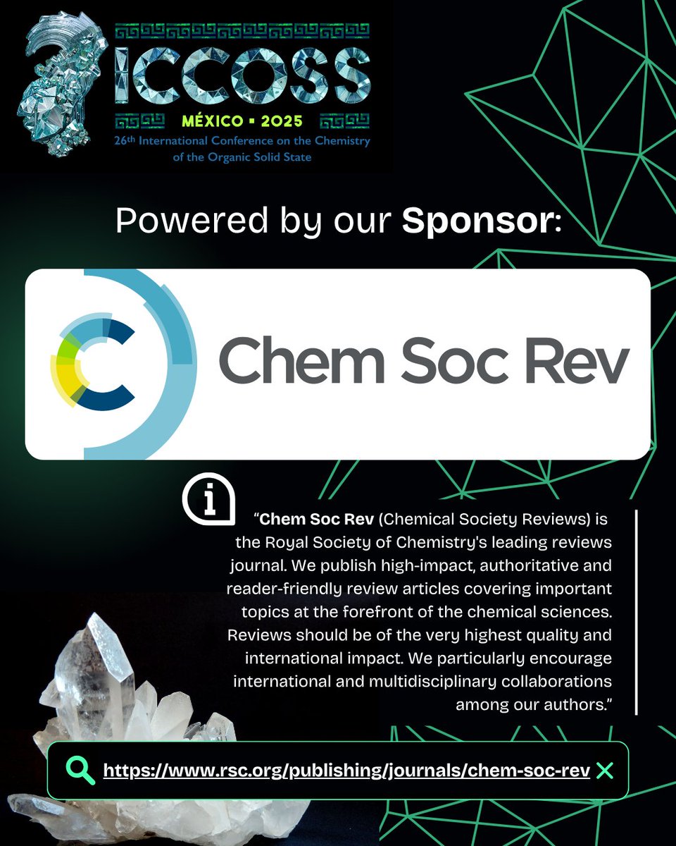 📣 We're proud to count with <a href="/ChemSocRev/">Chem Soc Rev</a> as one of the sponsors for ICCOSS 2025!
Thank you for your continuous support! 💠
🔗rsc.org/publishing/jou…