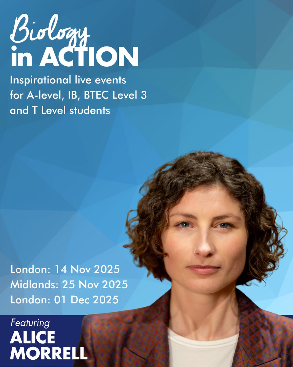 🐘 We’re excited to welcome Dr Alice Morrell to Biology in Action this autumn!

Alice will reveal how seismic data is helping scientists decode elephant communication. Don’t miss it! ow.ly/STCh50WkZxu

#BiologyInAction #AnimalBehaviour #ALevelBiology #STEMEducation