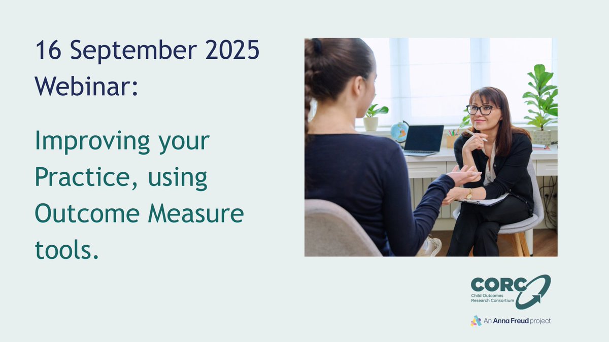 CORCcentral's tweet image. Join Lee for this training on 16 September which focusses on using a combination of measures to improve practice & get better results within your children and young people #mentalhealth or #wellbeing service.
👇🏽
orlo.uk/wTXvZ