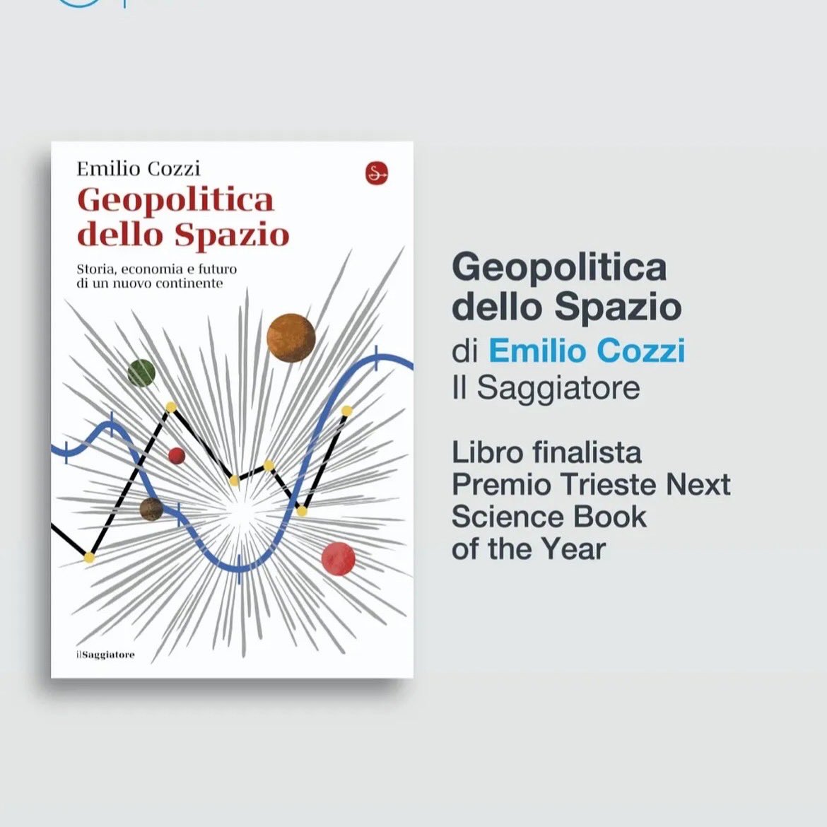 Emilio Cozzi (@emilio_cozzi) on Twitter photo ANNUNCIO.
Ho verificato, non è uno scherzo:
“Geopolitica dello spazio” è candidato al premio “Science Book of the Year”.
E se considerate chi lo dà - <a href="/TriesteNext/">Trieste Next</a> - e chi sono gli altri 4 finalisti, io per oggi avrei dato.
Info e dettagli qui 👇
triestenext.it/premio-trieste… ANNUNCIO.
Ho verificato, non è uno scherzo:
“Geopolitica dello spazio” è candidato al premio “Science Book of the Year”.
E se considerate chi lo dà - <a href="/TriesteNext/">Trieste Next</a> - e chi sono gli altri 4 finalisti, io per oggi avrei dato.
Info e dettagli qui 👇
triestenext.it/premio-trieste…