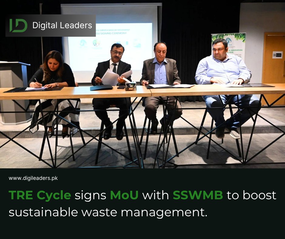 Digi Leaders Pakistan (@digileaderspk) on Twitter photo TRE Cycle successfully hosted a collaborative event at the National Incubation Center, Karachi <a href="/NIC_Karachi/">National Incubation Center, Karachi</a> marking the signing of an MoU with the Sindh Solid Waste Management Board Official (SSWMB) under a public-private partnership model. The initiative aims to promote TRE Cycle successfully hosted a collaborative event at the National Incubation Center, Karachi <a href="/NIC_Karachi/">National Incubation Center, Karachi</a> marking the signing of an MoU with the Sindh Solid Waste Management Board Official (SSWMB) under a public-private partnership model. The initiative aims to promote