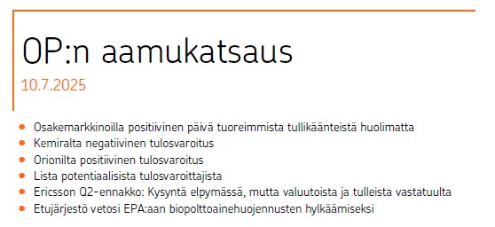 Torstain Aamukatsaus: <a href="/OP_Ryhma/">OP</a>
<a href="/OPsijoittaminen/">OPxSijoittaminen</a> #sijoittaminen #säästäminen