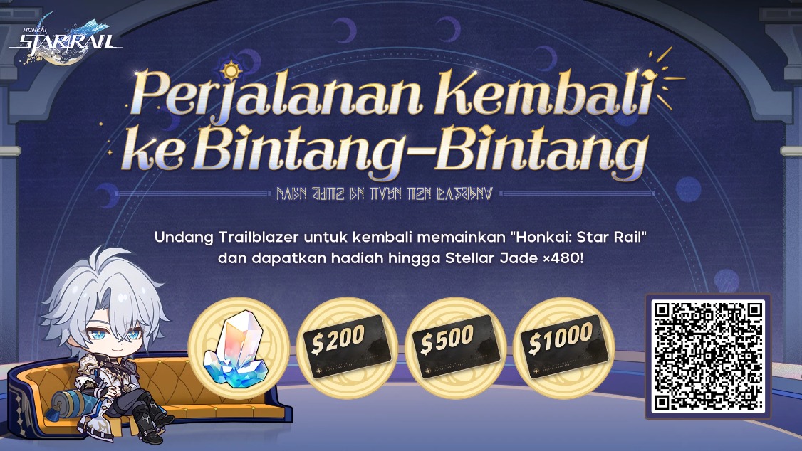 Trailblazer yang Kembali dapat menghubungkan kode undangan dan log in ke game untuk memenangkan Stellar Jade, Gift Card, dan hadiah kejutan lainnya!