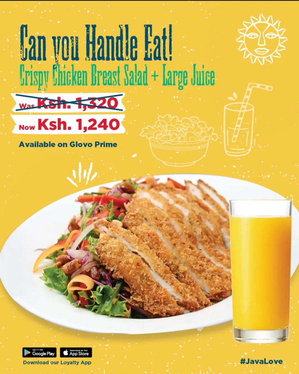 RosslynRiviera's tweet image. Craving a delicious and hearty breakfast? ☀️ Get @javahouseafrica Crispy Chicken Breast Salad + Large Juice for only Ksh. 1,240 (was Ksh. 1,320)! Fuel your morning right.
#BreakfastLunchDinner #breakfasttime☕️ #JavaHouse #healthymeals