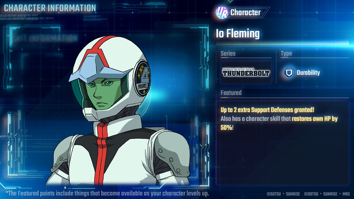 ggene_eternalEN's tweet image. ◤━━━━━━
#GundamEternal
New Character Showcase!
━━━━━━━◢

Here&apos;s a sneak peek of UR Io Fleming, arriving on 7/14 (JST)!
*Obtained along with UR Gundam Full Armor (Thunderbolt) (EX).

#GGeneration #GGen