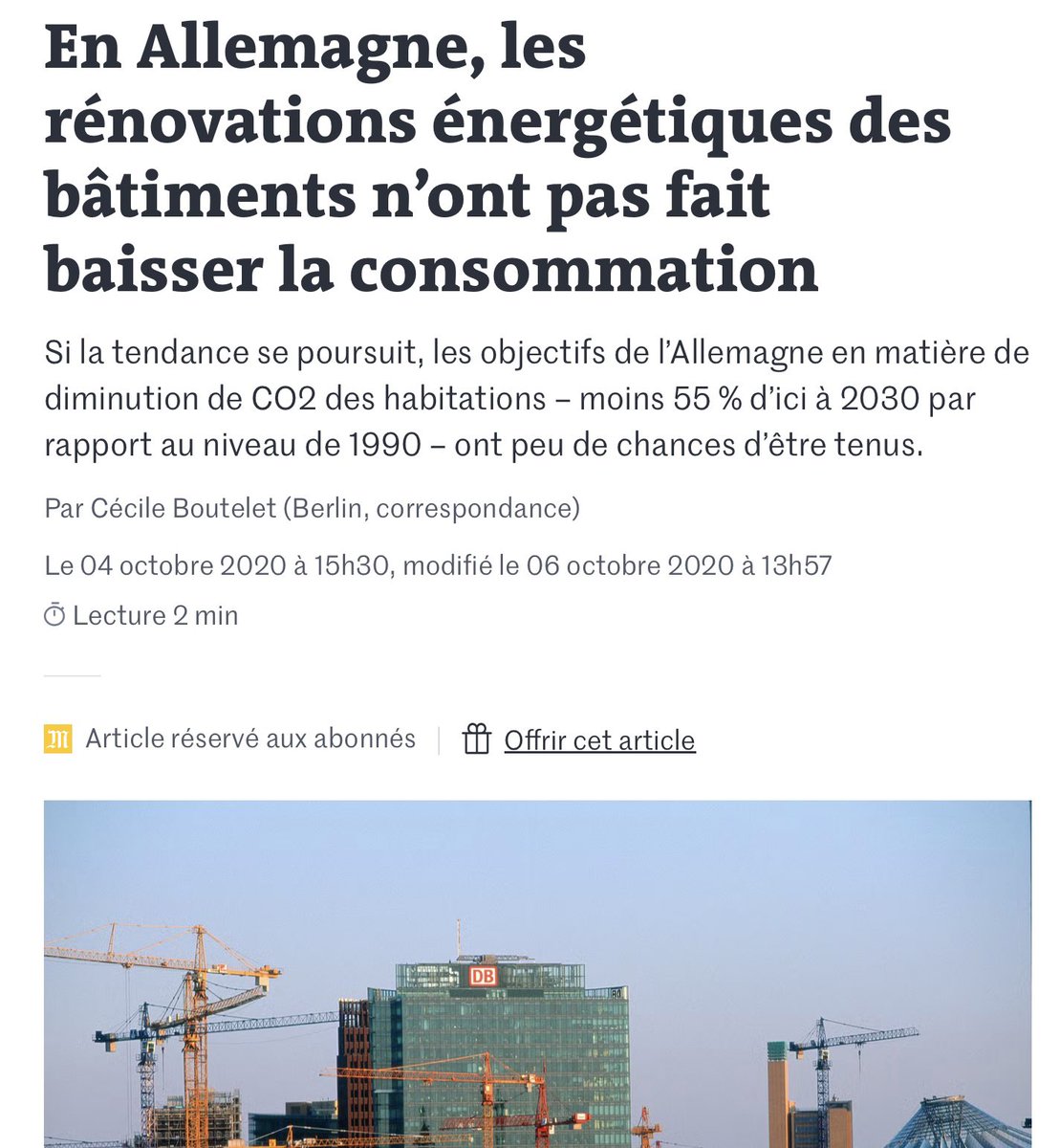DuprDominique2's tweet image. 👇🧐 BILAN EN ALLEMAGNE 340 milliards investis en 10 ans dans la #RénovationÉnergétique des #bâtiments en Allemagne. Résultat : pas de baisse de la consommation #énergétique ( effet rebond…). Pire : les foyers les plus pauvres paient le plus lourd tribut après les rénovations.
