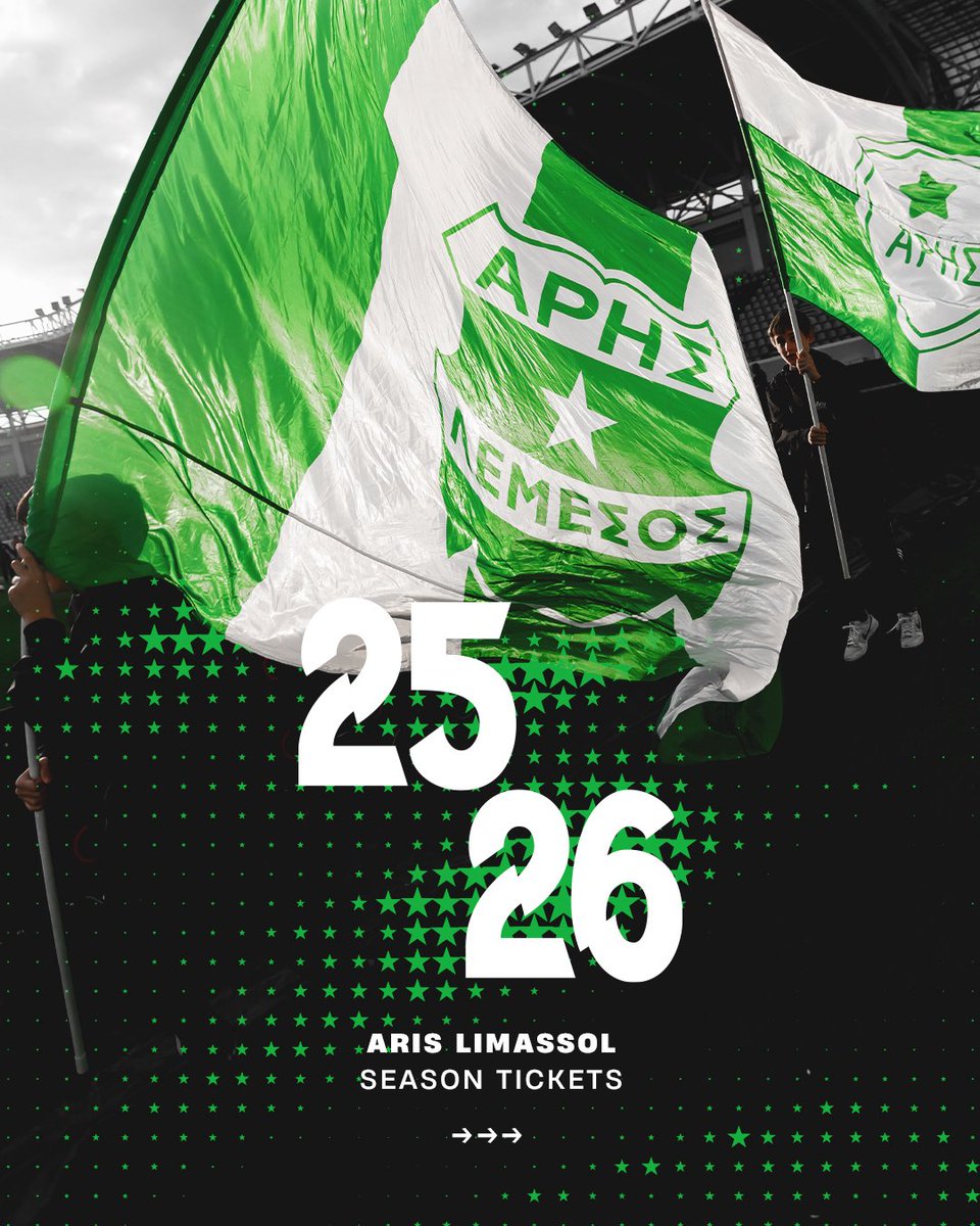 ArisLimassol's tweet image. BE OUR STAR ✨
We’re excited to announce that season tickets for the 2025/26 season are now on sale! A great deal for our beloved fans.
You can find more details in the article on our website 🔗
bit.ly/3GAm0Qm