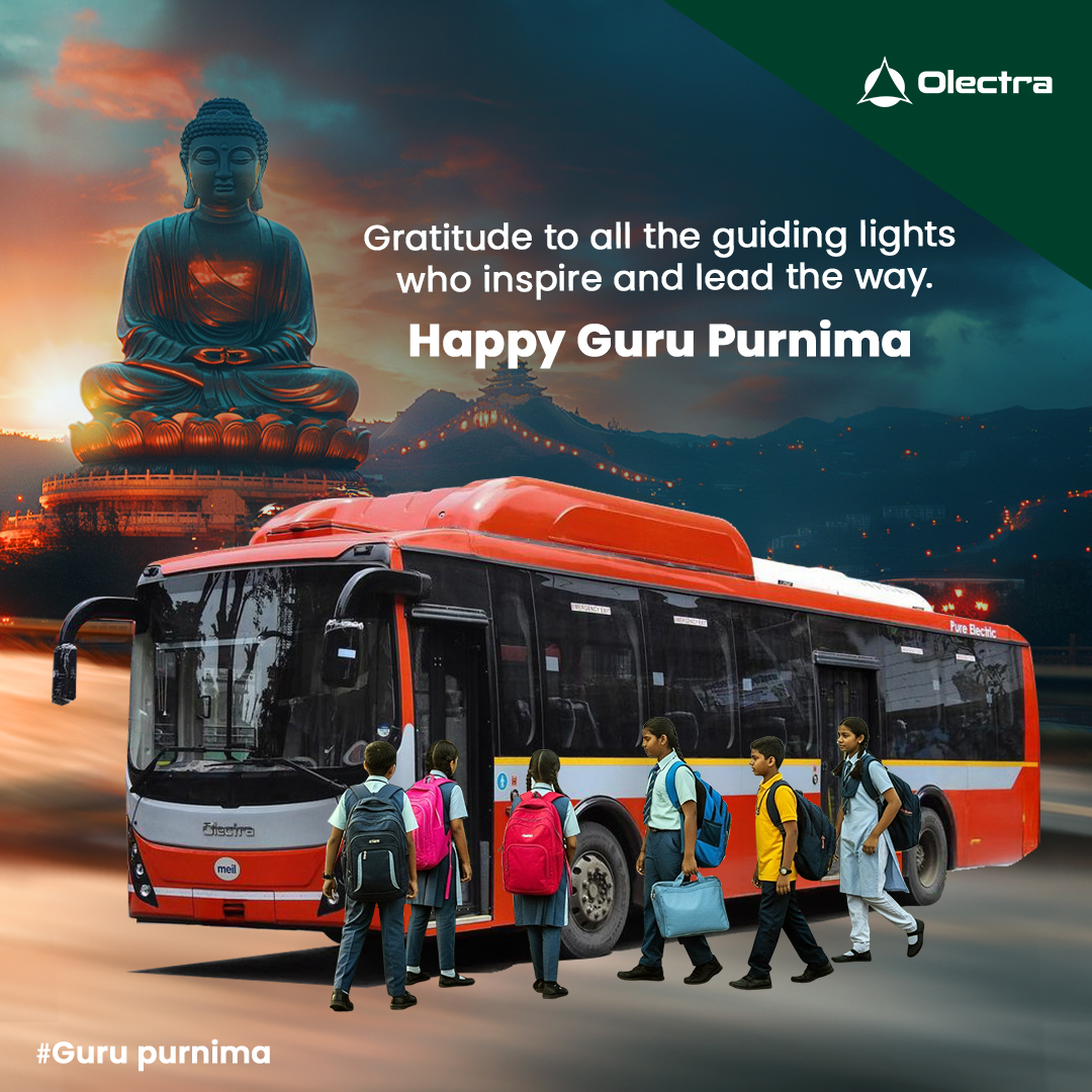 Happy Guru Purnima! 

At Olectra Greentech, we honour the mentors and changemakers who inspire growth, guide purpose, and spark progress.
Guru guides you, we drive you — towards a greener, sustainable future. 🌱🙏

#GuruPurnima #OlectraGreentech #GreenMobility #Sustainability