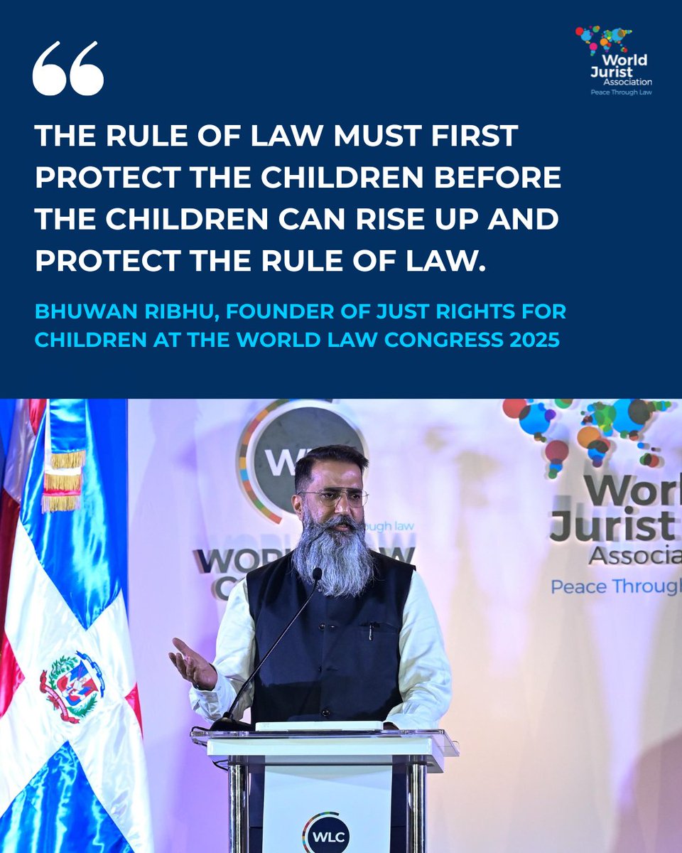 World Jurist Association (@worldjurist) on Twitter photo Children aren’t just the future of the Rule of Law, they must be protected as part of its foundation today.
At #WorldLawCongress 2025, <a href="/Bhuwan_Ribhu/">Bhuwan Ribhu</a>, founder of <a href="/JustRightsIndia/">Just Rights</a>, reminded us: before asking kids to defend justice, we must build a system that defends them. Children aren’t just the future of the Rule of Law, they must be protected as part of its foundation today.
At #WorldLawCongress 2025, <a href="/Bhuwan_Ribhu/">Bhuwan Ribhu</a>, founder of <a href="/JustRightsIndia/">Just Rights</a>, reminded us: before asking kids to defend justice, we must build a system that defends them.