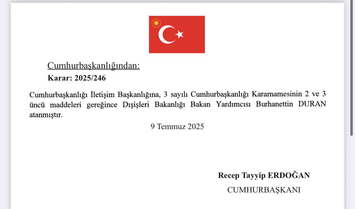 Fatma Güldemet Sarı (@fdemetsari) on Twitter photo Cumhurbaşkanlığı İletişim Başkanlığı görevine atanan Sayın <a href="/burhanduran/">Burhanettin Duran</a>’ı tebrik ediyor, kendisine yeni görevinde başarılar diliyorum.
Görevi devreden Sayın <a href="/fahrettinaltun/">Fahrettin Altun</a>’a Türkiye İnsan Hakları ve Eşitlik Kurulu Başkanlığı görevinde muvaffakiyetler temenni ediyorum. Cumhurbaşkanlığı İletişim Başkanlığı görevine atanan Sayın <a href="/burhanduran/">Burhanettin Duran</a>’ı tebrik ediyor, kendisine yeni görevinde başarılar diliyorum.
Görevi devreden Sayın <a href="/fahrettinaltun/">Fahrettin Altun</a>’a Türkiye İnsan Hakları ve Eşitlik Kurulu Başkanlığı görevinde muvaffakiyetler temenni ediyorum.