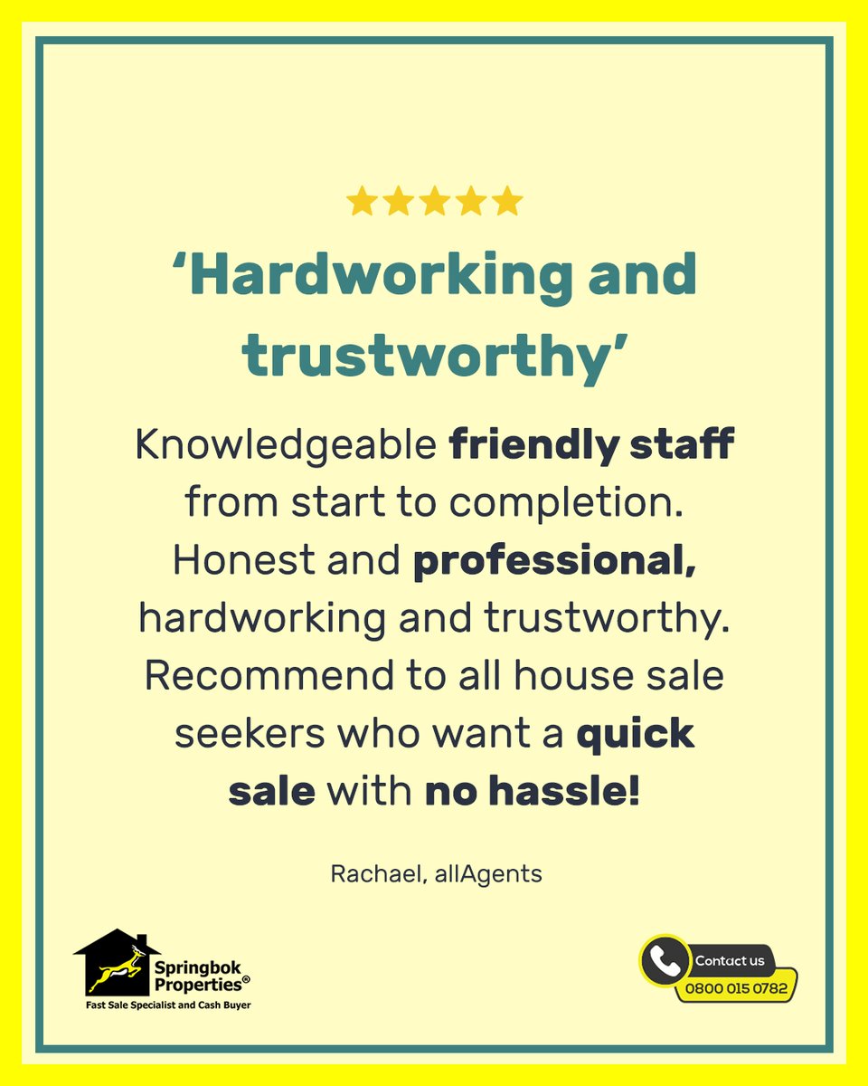 springbokprop's tweet image. If you want a #knowledgeable #friendly team working on your #housesale, get your #cashoffer at: bit.ly/3FD57yo 
#sellwithSpringbok #fastsale #quicksale #nohassle #customerreview #testimonial  #happycustomer #honest #professional #hardworking