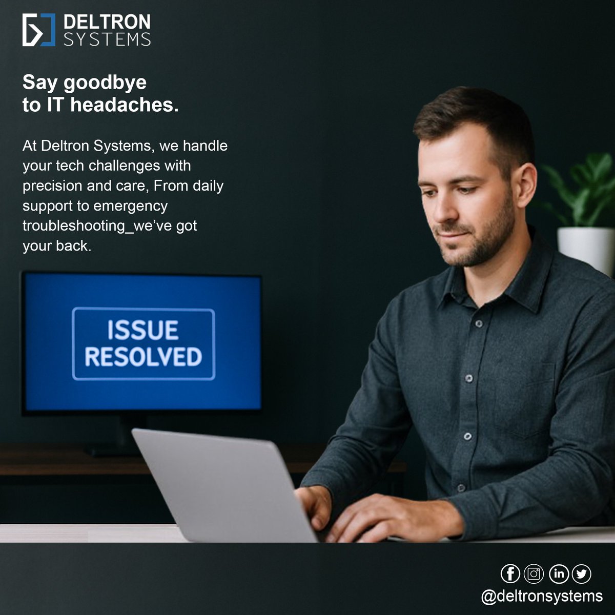 DeltronSystems's tweet photo. Tired of IT headaches? 💻💥
Deltron Systems delivers fast, reliable support—so your tech issues don’t become business problems.
✅ Daily support
✅ Emergency fixes
✅ Peace of mind
#DeltronSystems #TechSupport #ITHelp #IssueResolved https://t.co/jmhDMsvZ9u
