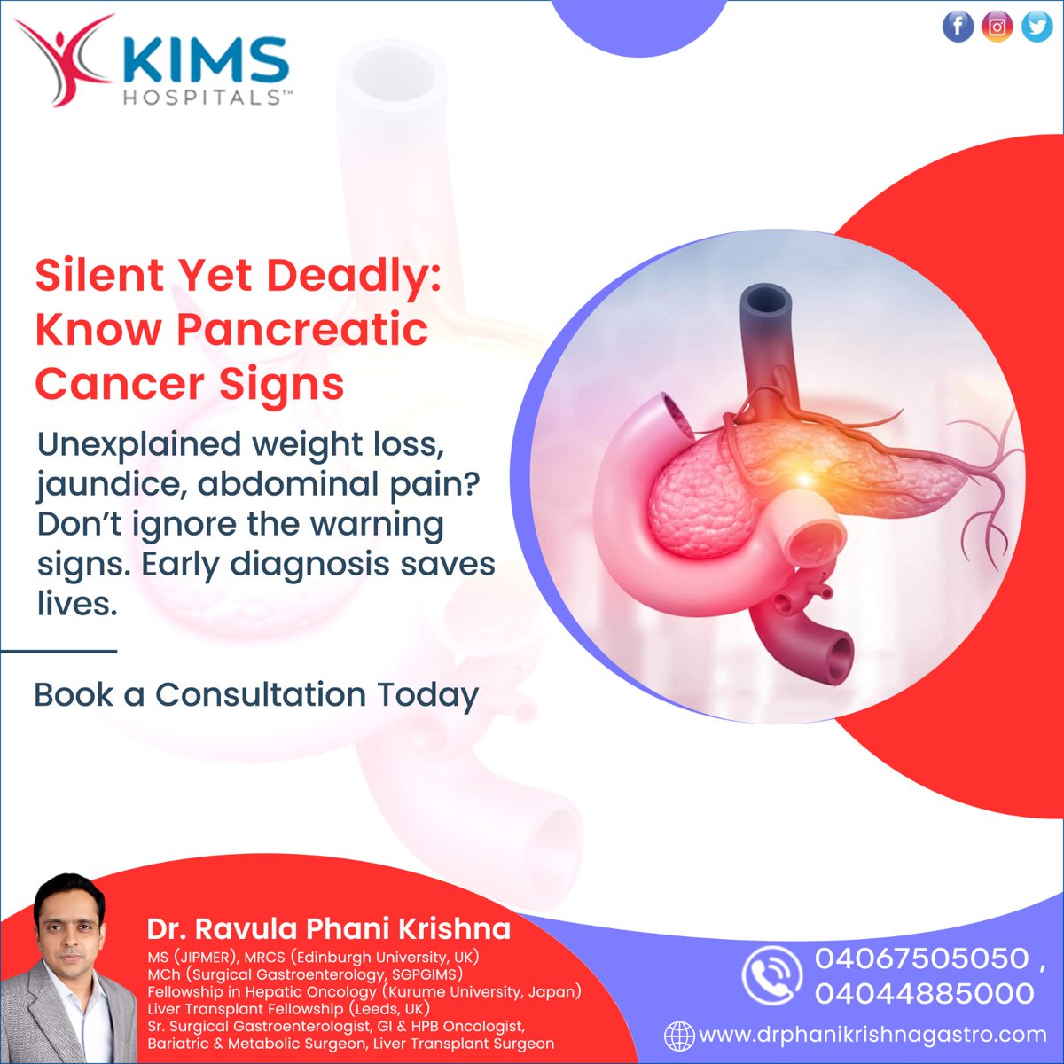 ravula_phani's tweet photo. Silent but deadly, #pancreaticcancer often hides behind subtle signs like #weightloss, #jaundice, and #abdominalpain. Early detection is key. Don’t wait—book your consultation today. #PancreaticCancerAwareness

Google Location : https://t.co/rMlGDN7HOY https://t.co/doWXIB5sFm