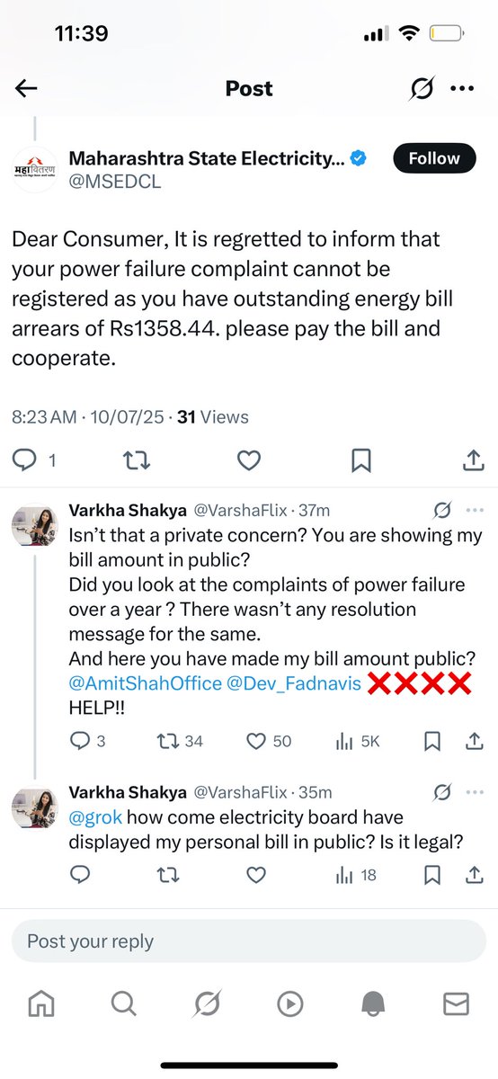 VarshaFlix's tweet photo. @narendramodi @dilmabr Sir, is it ok for electricity board to show outstanding in public like this? https://t.co/i2NBUgSI2i