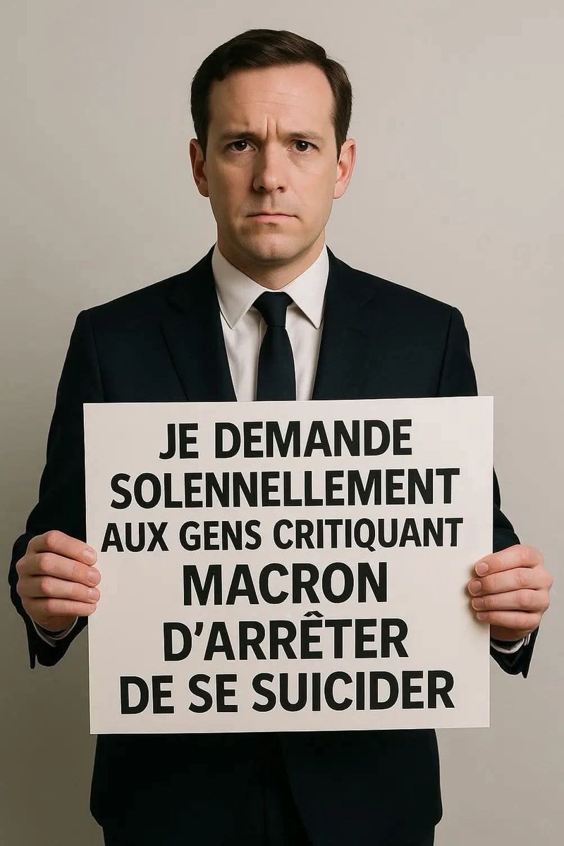 Je demande solennellement aux gens critiquant #Macron d'arrêter de se suicider.
#Suicides #suicidal
