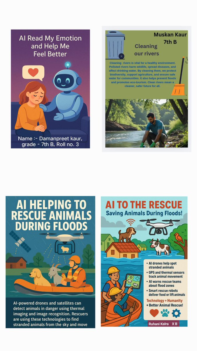 ✨ “What if AI could help us?” 🤖💡
Students at STS World School explored this idea by creating amazing digital posters under The Friendly AI project. Creativity meets technology! 🚀🧑‍💻
#ThefriendlyAI #WICCI <a href="/KnpsIndia/">KNPS Phagwara India</a> <a href="/pkdhillon08/">ParamjeetKaurDhillon</a> <a href="/STSWSRAJGOMAL/">S.T.S. World School (Official)</a>