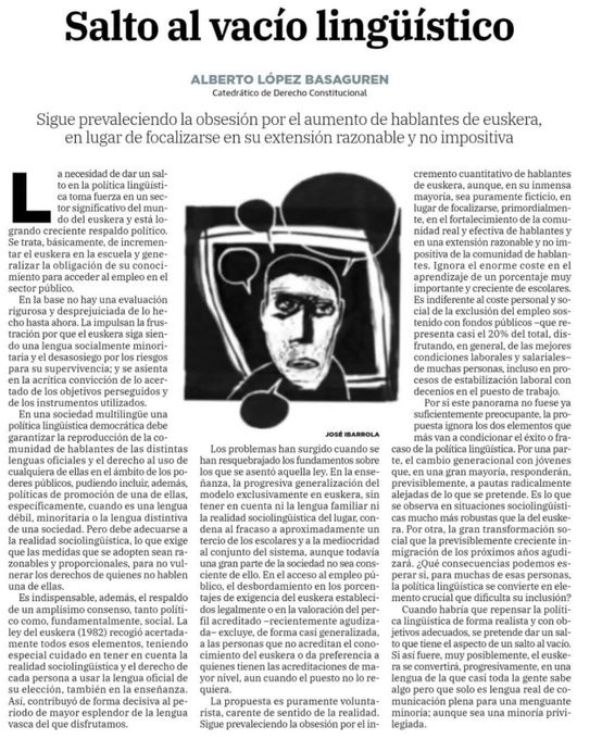 "La necessitat d'impulsar la política lingüística del basc, és percebuda invariablement com una amenaça per totes les forces polítiques estatals, incapaces d'assumir el dret a existir i desenvolupar-se de la comunitat euskaldún"
Llegiu la resposta sencera d' <a href="/Euskalforoa/">Euskaltzaleen Foroa</a> a👇🏽