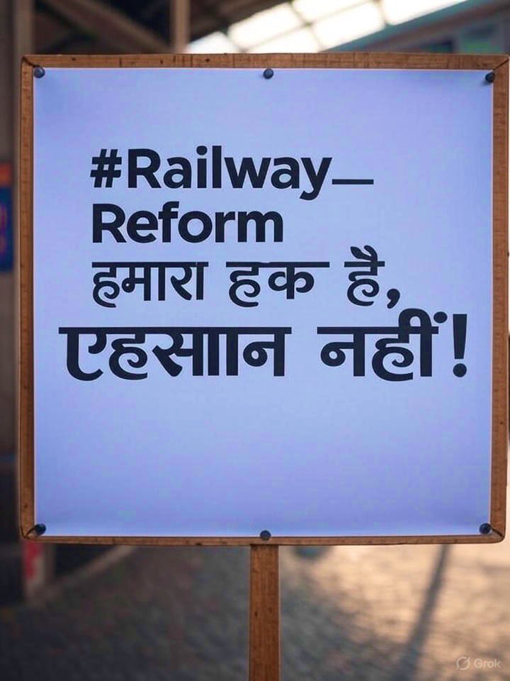 #Railway_Reform 
देश के बेरोजगार युवाओं की सिर्फ़ 5 माँगे हैं:
1- Railway Calendar जारी हो
2- Group D Vacancy बढ़ाई जाए
3- Waiting List घोषित हो
#RAILWAY_JAWAB_DO