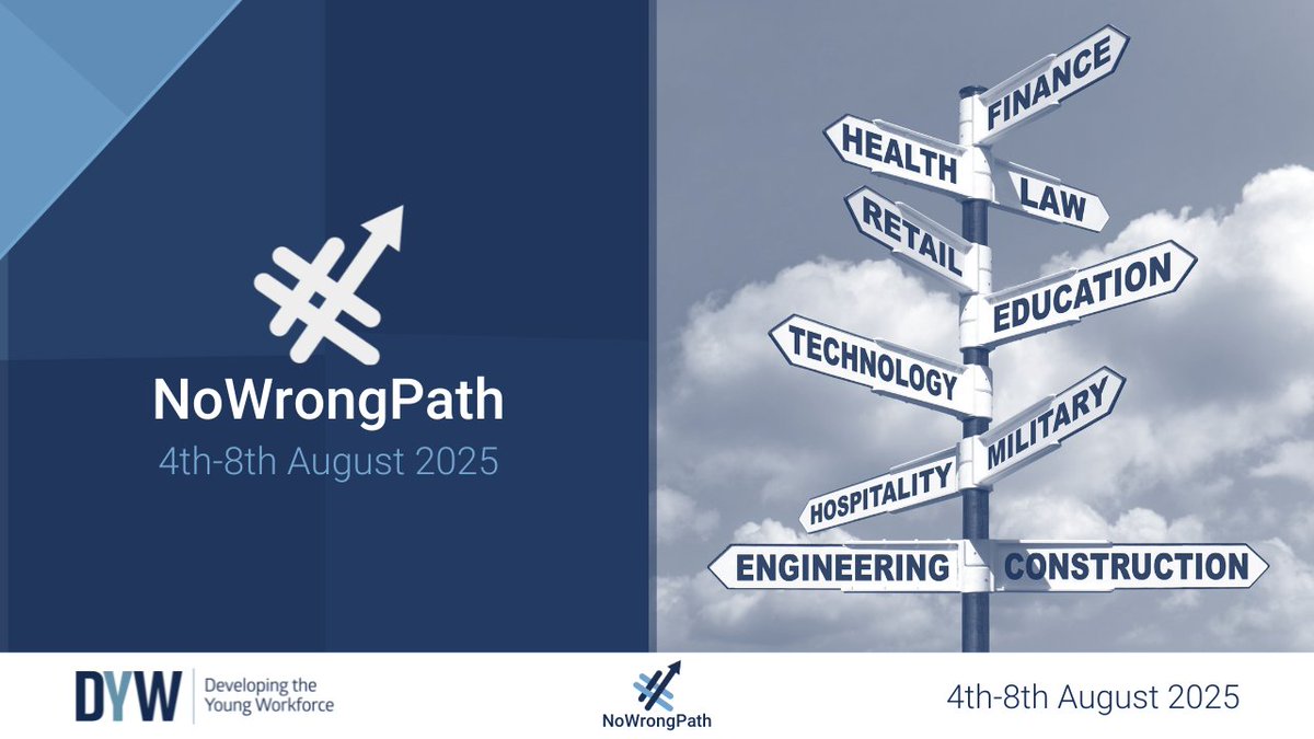From 4-8 August, we're asking industry professionals to share their journeys to inspire &amp; reassure young people receiving their results.

Find out more and check out some examples from our 2024 #NoWrongPath campaign: 

dyw.org.uk/get-involved/n…