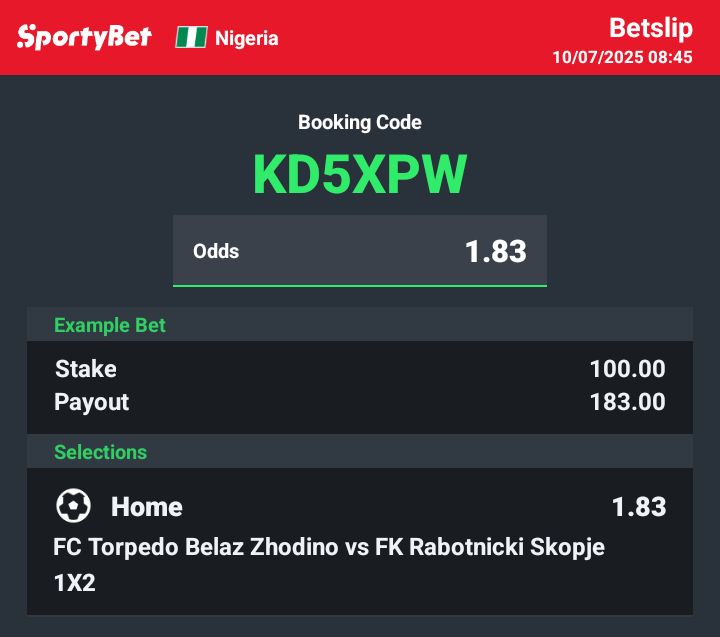 Surest Big Odds
BOOMPREDICT SLIP for the day ✅ 
Access our telegram channel for more SURE FOOTBALL PREDICTIONS AND BANKER TIPS
t.me/sure_2_5_odd 
t.me/sure_2_5_odd