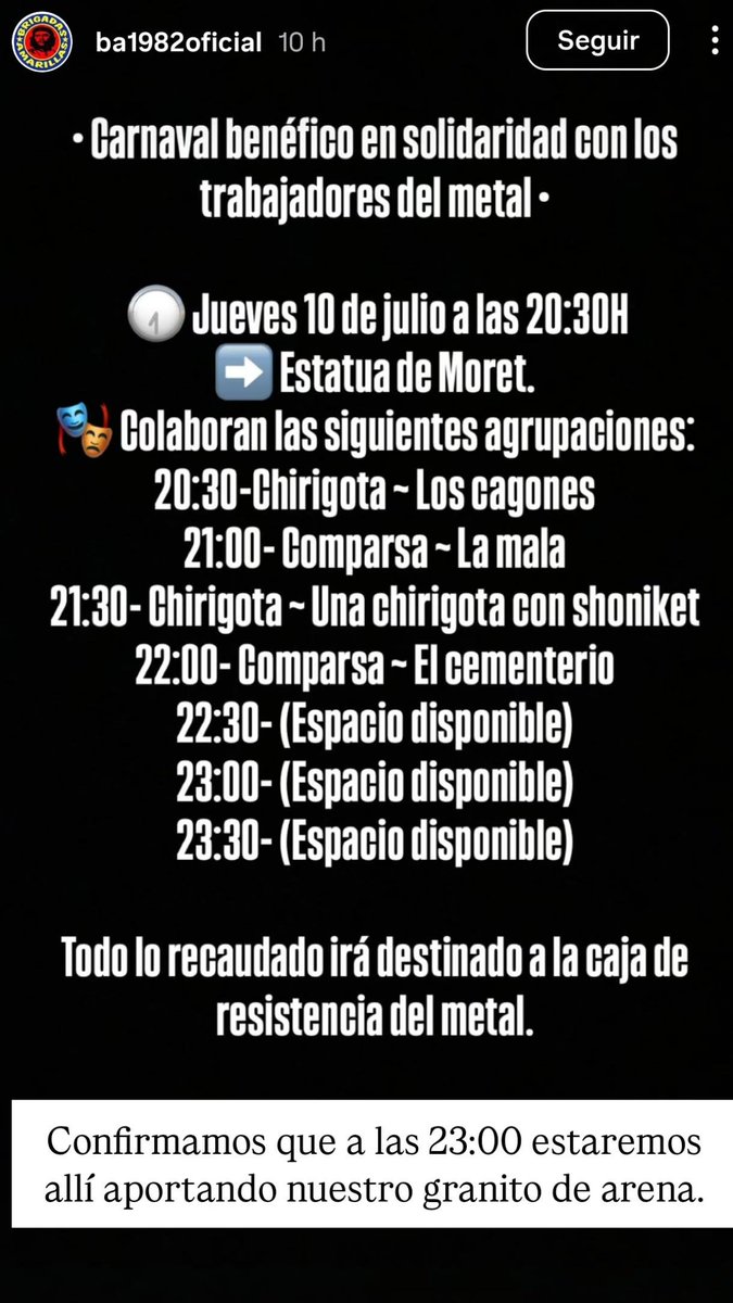 Confirmamos que hoy a las 23:00 estaremos aportando nuestro granito de arena. Venid que no hay causa más justa que esta.