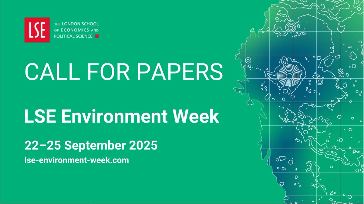 🌍 Economists: 5 days left to submit your paper for LSE Environment Week 2025!

22–25 Sept | 📍LSE London | Deadline: 14 July
💡 All econ fields welcome
Funding for presenters

🔗 Submit now: lse-environment-week.com/environment-we…
#EconTwitter #ClimateEconomics