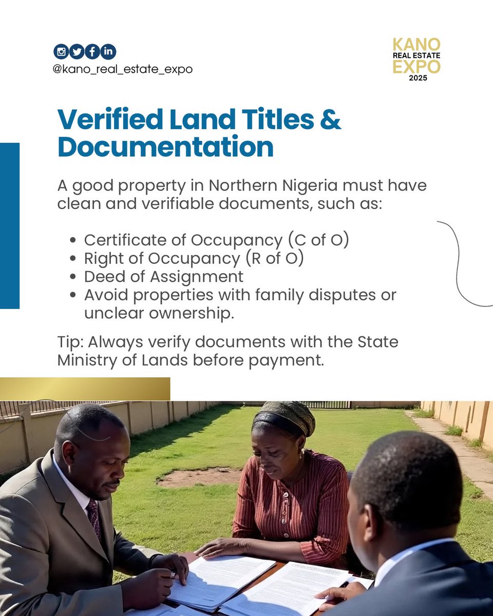 KREX_25's tweet photo. Not every land with a “For Sale” sign is a good deal.

Smart investors check:
✅ Verified titles
✅ Access roads
✅ Location potential
✅ Future value

It’s not luck—it’s info.
Kano Real Estate Expo | Aug 7, 2025
Register via link in bio
#kanorealestateexpo #realestate #property https://t.co/ZAtu6jU2Gj