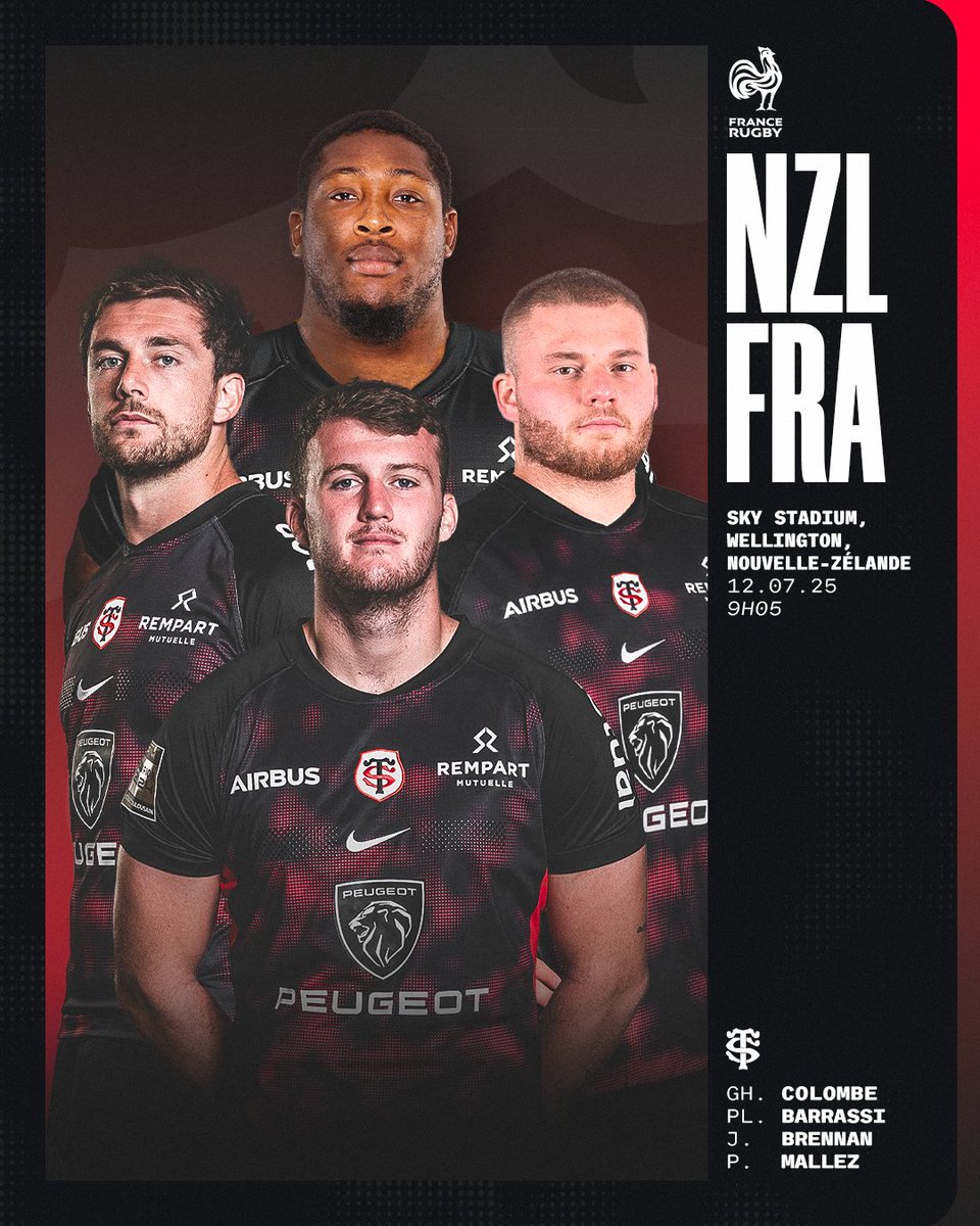 4️⃣ Stadistes porteront le maillot des Bleus ce samedi, pour le deuxième match face à la Nouvelle-Zélande 👏🇫🇷

À noter la première sélection officielle de Joshua Brennan 😍