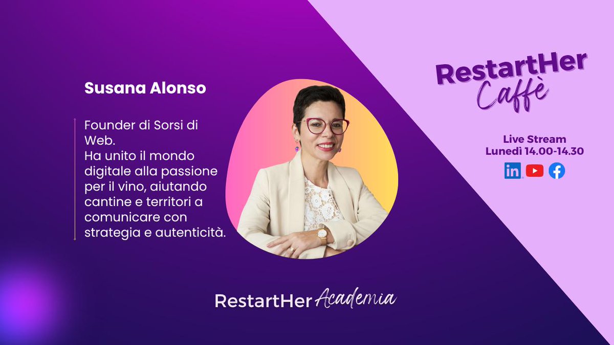Sorsi di Web (@sorsidiweb) on Twitter photo Siamo entusiasti di annunciare la partecipazione di <a href="/SusanaAlonso8/">SusanaAlonso</a>, fondatrice di Sorsi di Web, al #RestartHer Caffè con <a href="/alelomi/">alessandra lomonaco</a>! Un'occasione per condividere idee, esperienze e ispirare nuove opportunità . Ci vediamo lunedì 14 luglio!
linkedin.com/events/restart… Siamo entusiasti di annunciare la partecipazione di <a href="/SusanaAlonso8/">SusanaAlonso</a>, fondatrice di Sorsi di Web, al #RestartHer Caffè con <a href="/alelomi/">alessandra lomonaco</a>! Un'occasione per condividere idee, esperienze e ispirare nuove opportunità . Ci vediamo lunedì 14 luglio!
linkedin.com/events/restart…