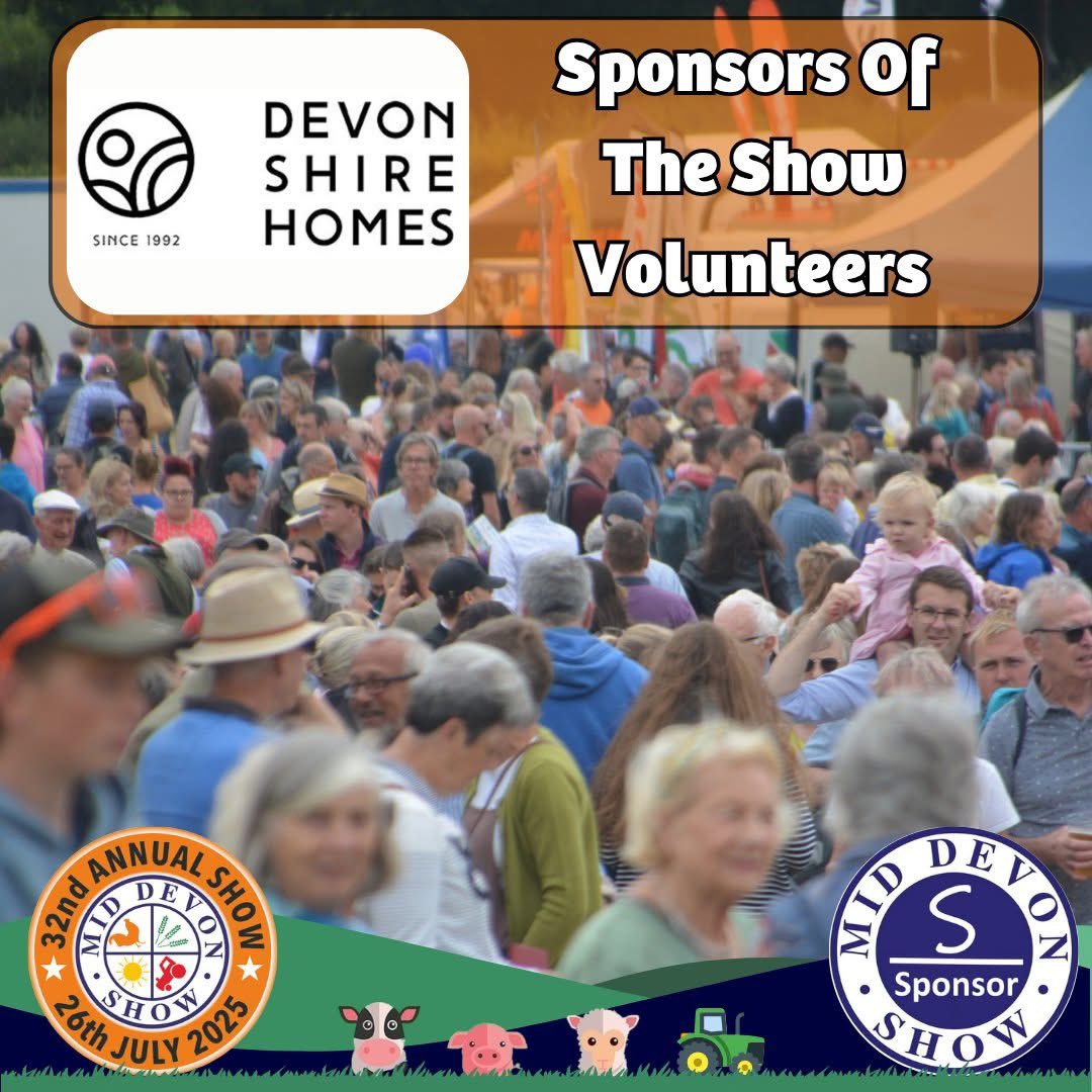 🙌 Sponsor Thank You!
As our incredible team of 200+ volunteers get to work preparing the showground, we want to give a huge shout-out to Devonshire Homes for their continued support!

💎 Learn more about this fantastic sponsor:
👉 devonshirehomes.co.uk