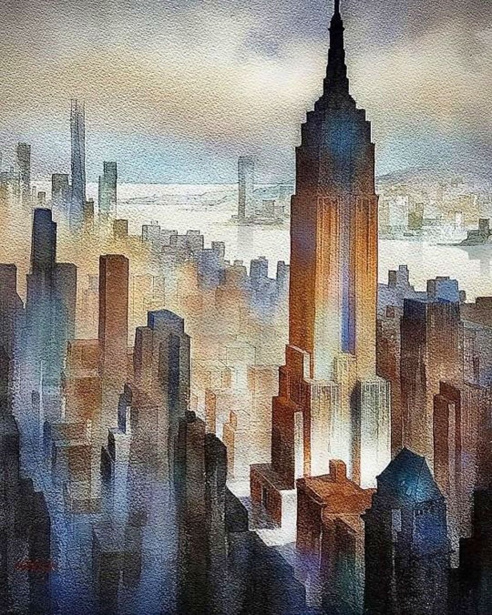 Jennybdx's tweet image. Thomas W. Schaller (Etats-Unis, Newark, Ohio 1950 - Aquarelle) &quot;Empire&quot;
#ThomasWSchaller #american #contemporaryart #watercolor #NewYork #art #ArtOfTheDay #paintingoftheday #artgallery #peinture #painting #ArtistOnTwitter #museum