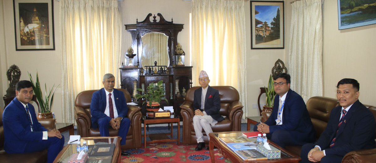 H.E. Mr. Md Shafiqur Rahman, Ambassador of the People’s Republic of Bangladesh to Nepal paid a courtesy call on Foreign Secretary Mr. Amrit Bahadur Rai at the latter’s Office this afternoon. 

During the meeting, they discussed various matters relating to Nepal-Bangladesh
