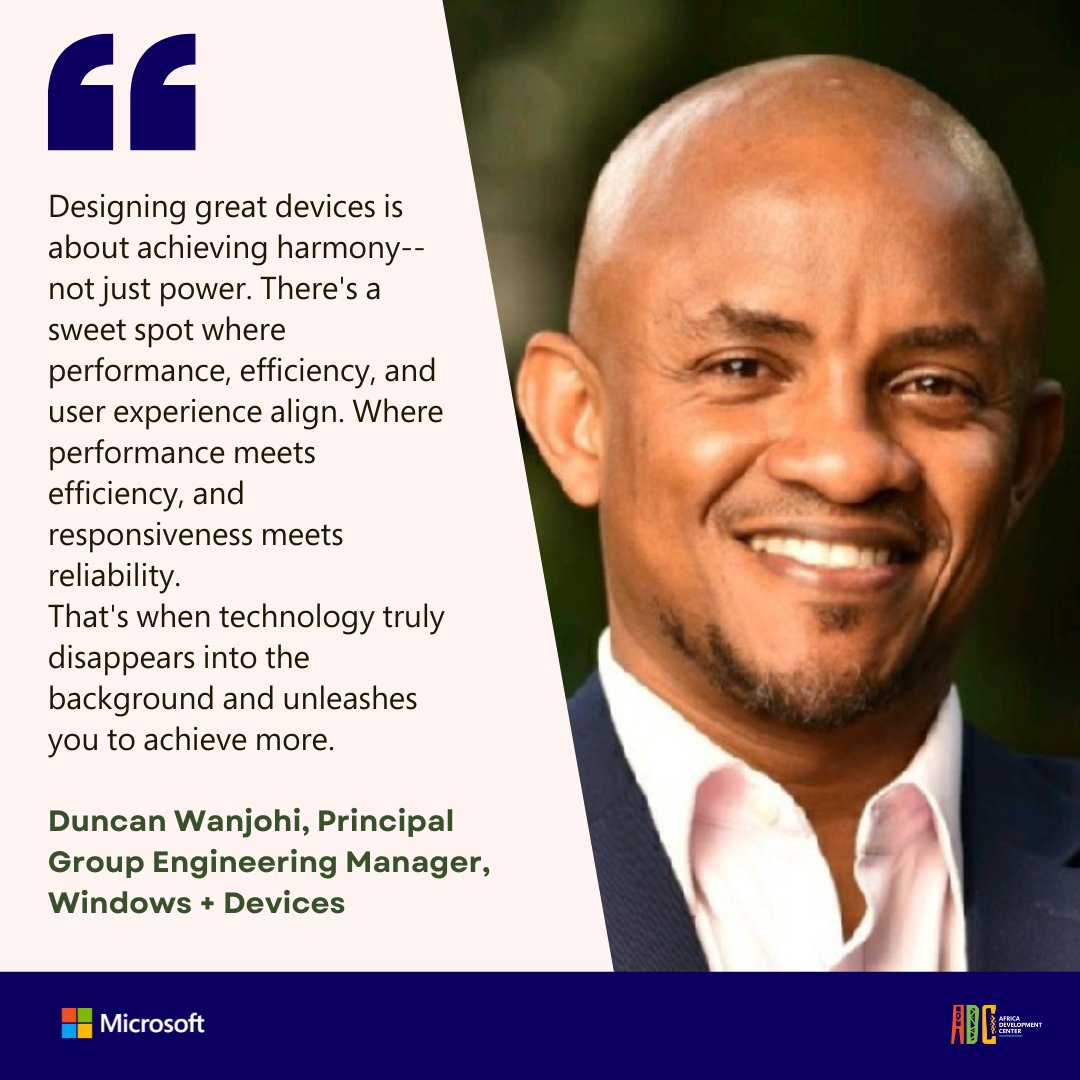 MicrosoftADC's tweet image. What makes a great device in modern times? 💻
For @DuncanWanjohi, it’s where performance, efficiency, and experience align — so tech fades away and lets you shine.👇