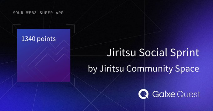 fw_crypto2112's tweet image. ⚡️ @Jiritsu_Network: New Galxe Social Sprint!

New Jiritsu Network quest just dropped on Galxe! ✨

Dive into the "Jiritsu Social Sprint" and earn your rewards here: app.galxe.com/quest/4XAnPcJB…

Get those social points! 

#JiritsuNetwork #Galxe #Web3